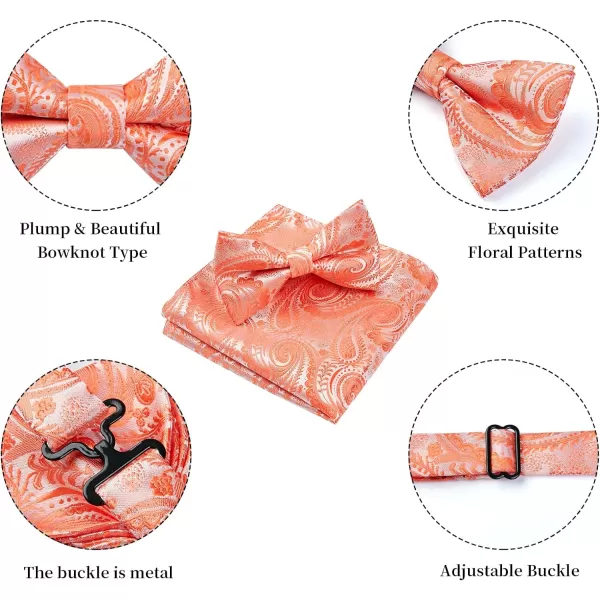 HISDERN Bow Ties for Men Paisley Floral Pre-tied Bowtie Pocket Square Set Men's Formal Bow Ties Wedding Party…