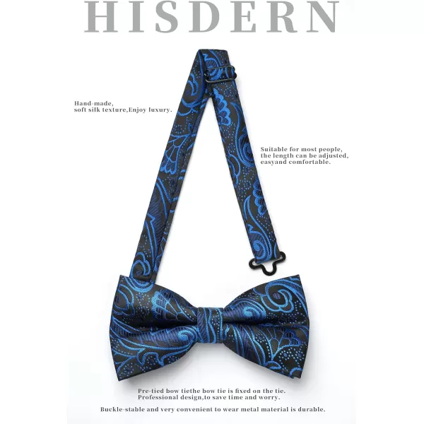 HISDERN Bow Ties for Men Paisley Floral Pre-tied Bowtie Pocket Square Set Men's Formal Bow Ties Wedding Party…
