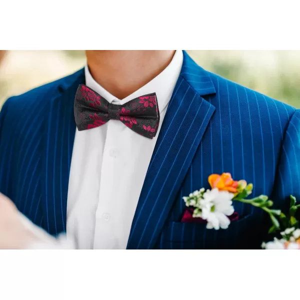 HISDERN Bow Ties for Men Paisley Floral Pre-tied Bowtie Pocket Square Set Men's Formal Bow Ties Wedding Party…