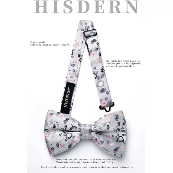 HISDERN Bow Ties for Men Paisley Floral Pre-tied Bowtie Pocket Square Set Men's Formal Bow Ties Wedding Party…
