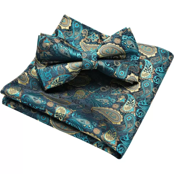 HISDERN Bow Ties for Men Paisley Floral Pre-tied Bowtie Pocket Square Set Men's Formal Bow Ties Wedding Party…
