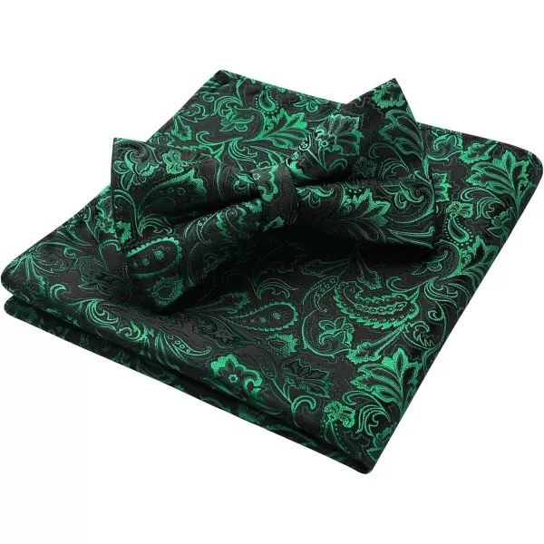 HISDERN Bow Ties for Men Paisley Floral Pre-tied Bowtie Pocket Square Set Men's Formal Bow Ties Wedding Party…