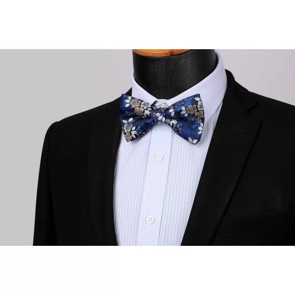 HISDERN Bow Ties for Men Paisley Floral Pre-tied Bowtie Pocket Square Set Men's Formal Bow Ties Wedding Party…