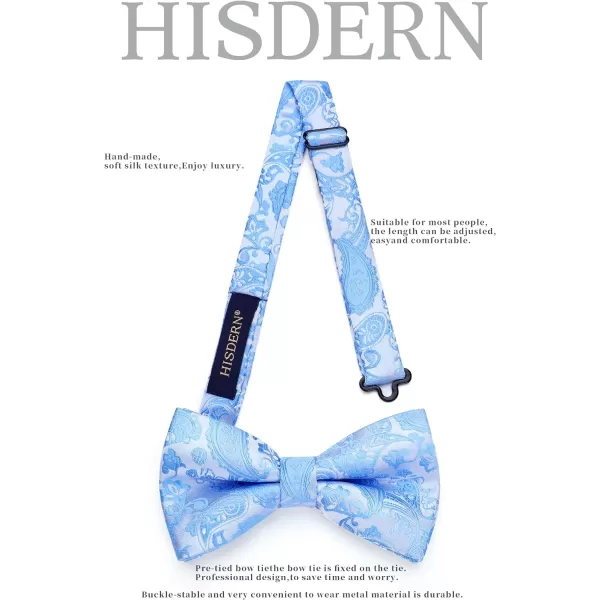 HISDERN Bow Ties for Men Paisley Floral Pre-tied Bowtie Pocket Square Set Men's Formal Bow Ties Wedding Party…