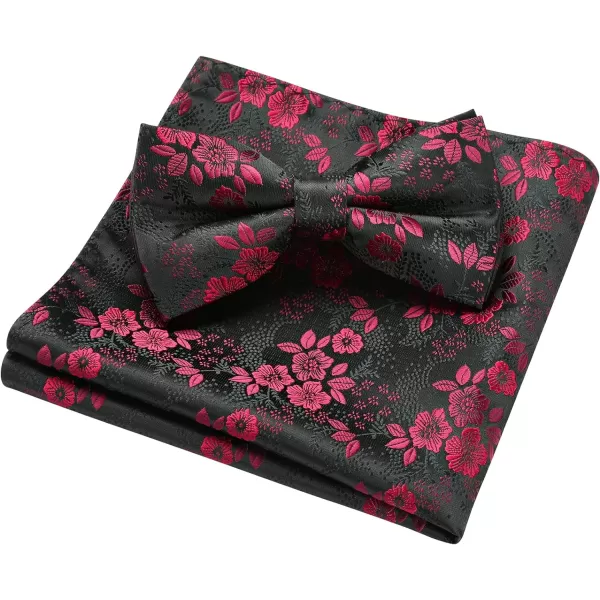 HISDERN Bow Ties for Men Paisley Floral Pre-tied Bowtie Pocket Square Set Men's Formal Bow Ties Wedding Party…