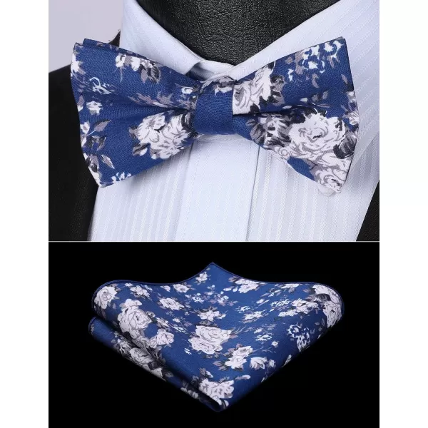 HISDERN Bow Ties for Men Paisley Floral Pre-tied Bowtie Pocket Square Set Men's Formal Bow Ties Wedding Party…