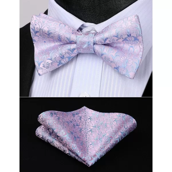 HISDERN Bow Ties for Men Paisley Floral Pre-tied Bowtie Pocket Square Set Men's Formal Bow Ties Wedding Party…