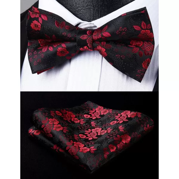 HISDERN Bow Ties for Men Paisley Floral Pre-tied Bowtie Pocket Square Set Men's Formal Bow Ties Wedding Party…