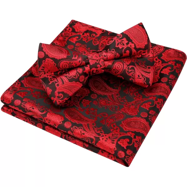 HISDERN Bow Ties for Men Paisley Floral Pre-tied Bowtie Pocket Square Set Men's Formal Bow Ties Wedding Party…