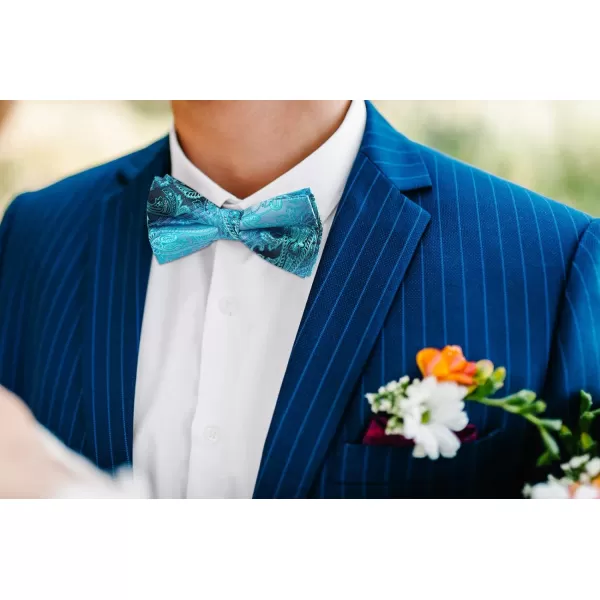 HISDERN Bow Ties for Men Paisley Floral Pre-tied Bowtie Pocket Square Set Men's Formal Bow Ties Wedding Party…