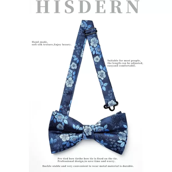 HISDERN Bow Ties for Men Paisley Floral Pre-tied Bowtie Pocket Square Set Men's Formal Bow Ties Wedding Party…