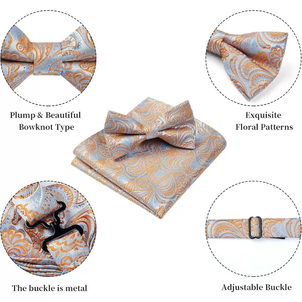 HISDERN Bow Ties for Men Paisley Floral Pre-tied Bowtie Pocket Square Set Men's Formal Bow Ties Wedding Party…