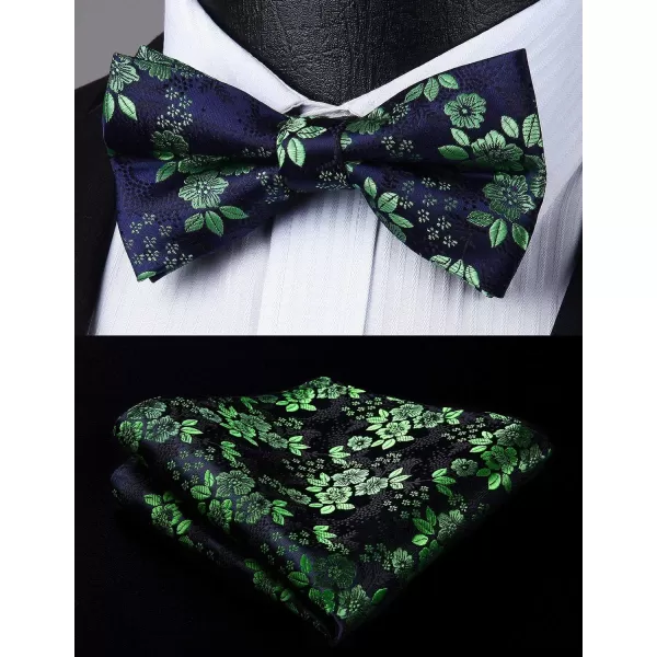 HISDERN Bow Ties for Men Paisley Floral Pre-tied Bowtie Pocket Square Set Men's Formal Bow Ties Wedding Party…