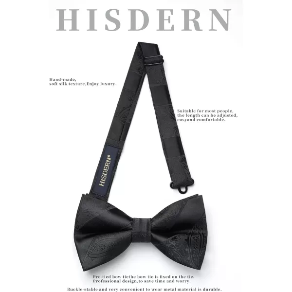 HISDERN Bow Ties for Men Paisley Floral Pre-tied Bowtie Pocket Square Set Men's Formal Bow Ties Wedding Party…