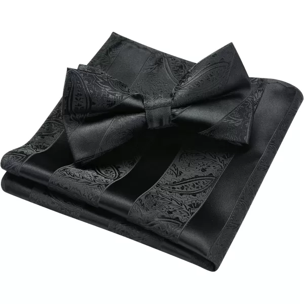 HISDERN Bow Ties for Men Paisley Floral Pre-tied Bowtie Pocket Square Set Men's Formal Bow Ties Wedding Party…