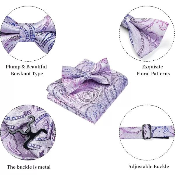 HISDERN Bow Ties for Men Paisley Floral Pre-tied Bowtie Pocket Square Set Men's Formal Bow Ties Wedding Party…
