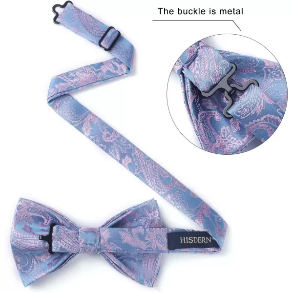 HISDERN Bow Ties for Men Paisley Floral Pre-tied Bowtie Pocket Square Set Men's Formal Bow Ties Wedding Party…