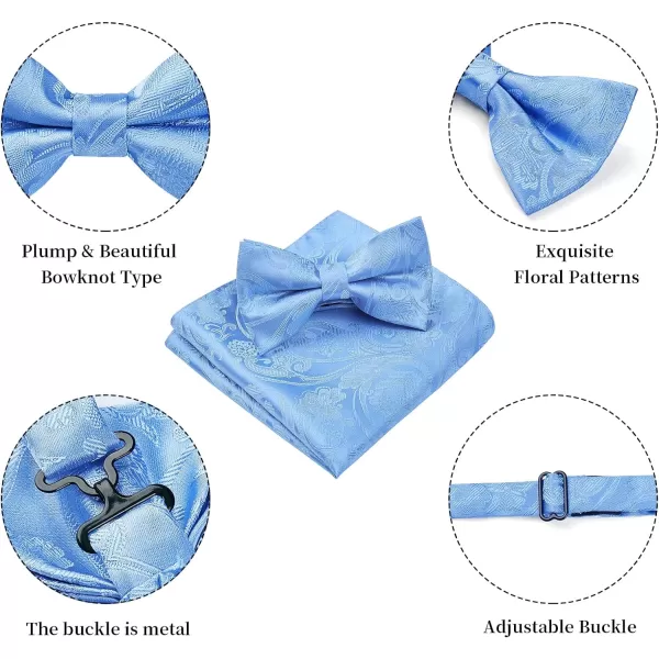 HISDERN Bow Ties for Men Paisley Floral Pre-tied Bowtie Pocket Square Set Men's Formal Bow Ties Wedding Party…
