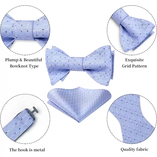 HISDERN Bow Ties for Men Polka Dot Selftie Bowtie and Pocket Square Classic Business Tuxedo Wedding Bowties Handkerchief