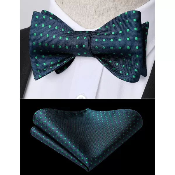 HISDERN Bow Ties for Men Polka Dot Selftie Bowtie and Pocket Square Classic Business Tuxedo Wedding Bowties Handkerchief