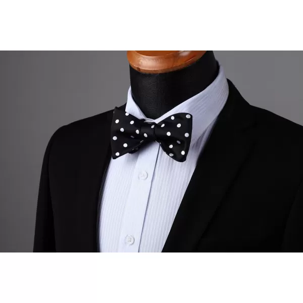 HISDERN Bow Ties for Men Polka Dot Selftie Bowtie and Pocket Square Classic Business Tuxedo Wedding Bowties Handkerchief