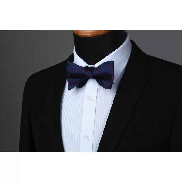 HISDERN Bow Ties for Men Polka Dot Selftie Bowtie and Pocket Square Classic Business Tuxedo Wedding Bowties Handkerchief