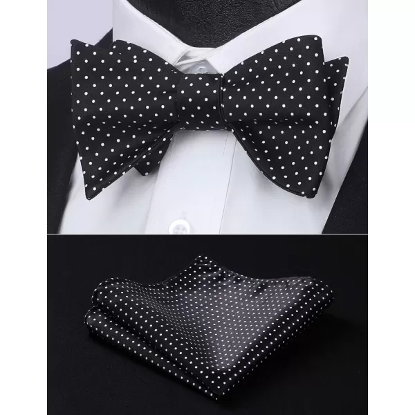 HISDERN Bow Ties for Men Polka Dot Selftie Bowtie and Pocket Square Classic Business Tuxedo Wedding Bowties Handkerchief