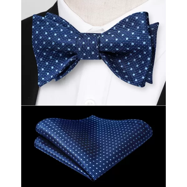 HISDERN Bow Ties for Men Polka Dot Selftie Bowtie and Pocket Square Classic Business Tuxedo Wedding Bowties Handkerchief