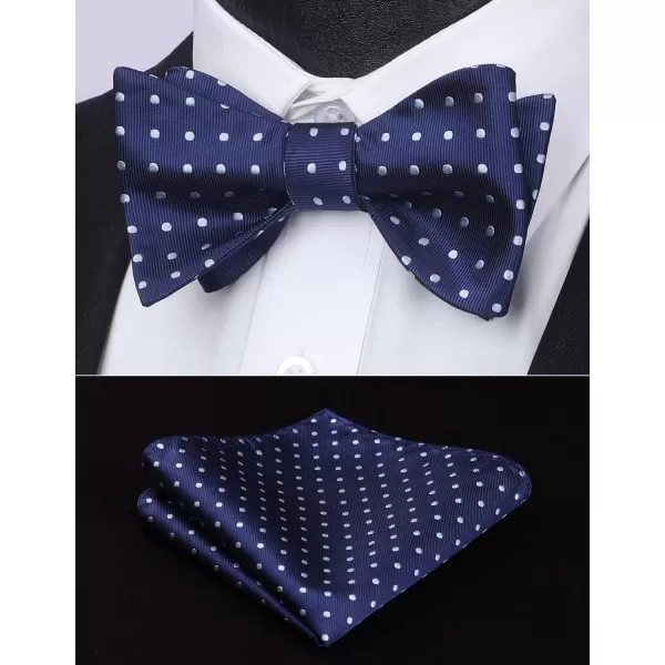 HISDERN Bow Ties for Men Polka Dot Selftie Bowtie and Pocket Square Classic Business Tuxedo Wedding Bowties Handkerchief