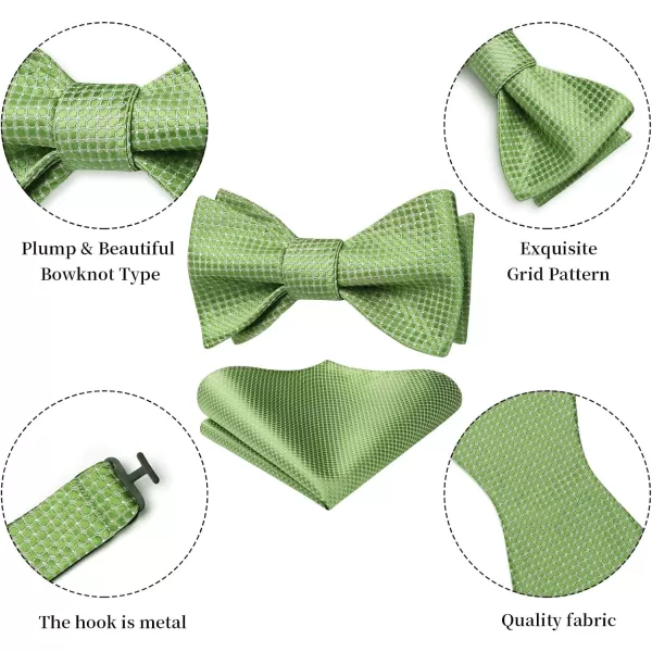 HISDERN Bow Ties for Men Polka Dot Selftie Bowtie and Pocket Square Classic Business Tuxedo Wedding Bowties Handkerchief