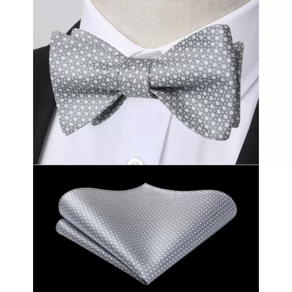 HISDERN Bow Ties for Men Polka Dot Selftie Bowtie and Pocket Square Classic Business Tuxedo Wedding Bowties Handkerchief