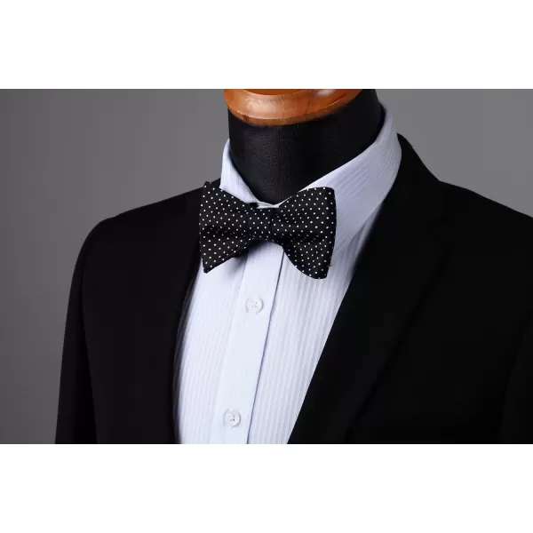 HISDERN Bow Ties for Men Polka Dot Selftie Bowtie and Pocket Square Classic Business Tuxedo Wedding Bowties Handkerchief