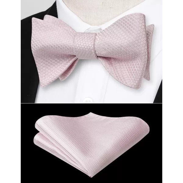 HISDERN Bow Ties for Men Polka Dot Selftie Bowtie and Pocket Square Classic Business Tuxedo Wedding Bowties Handkerchief