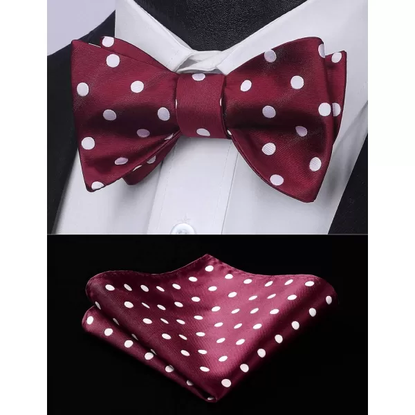HISDERN Bow Ties for Men Polka Dot Selftie Bowtie and Pocket Square Classic Business Tuxedo Wedding Bowties Handkerchief