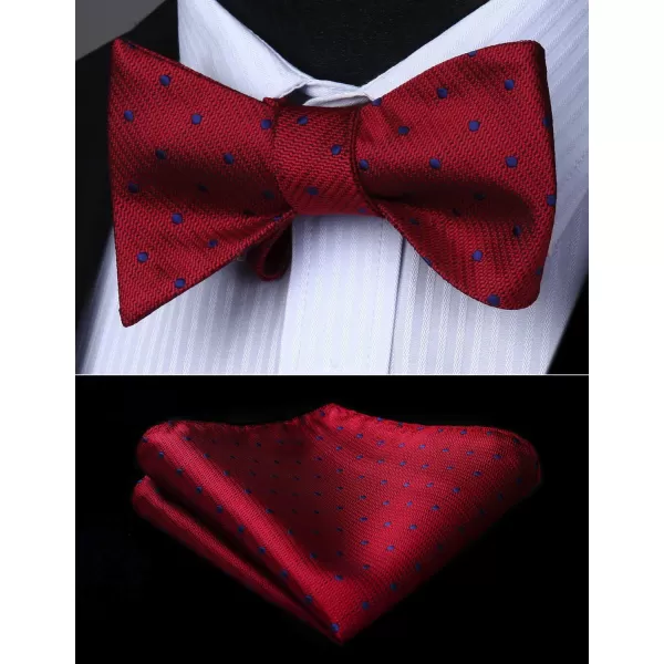HISDERN Bow Ties for Men Polka Dot Selftie Bowtie and Pocket Square Classic Business Tuxedo Wedding Bowties Handkerchief