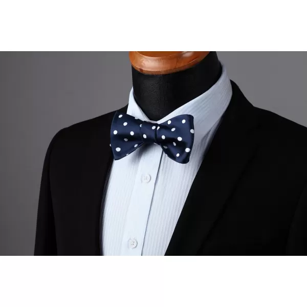 HISDERN Bow Ties for Men Polka Dot Selftie Bowtie and Pocket Square Classic Business Tuxedo Wedding Bowties Handkerchief