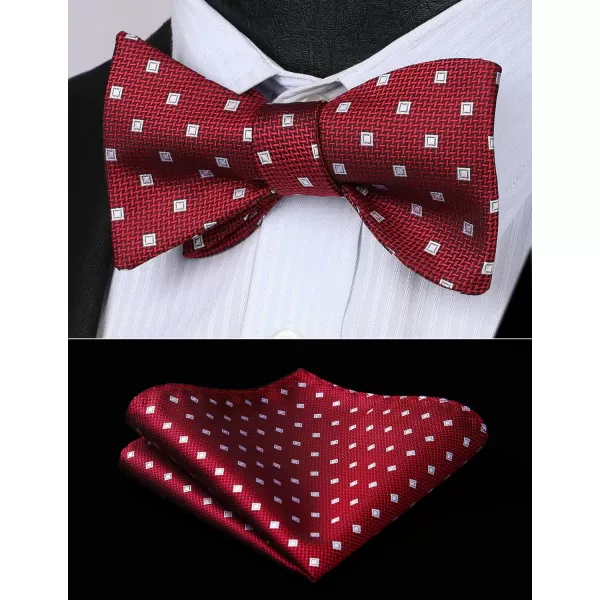 HISDERN Bow Ties for Men Polka Dot Selftie Bowtie and Pocket Square Classic Business Tuxedo Wedding Bowties Handkerchief