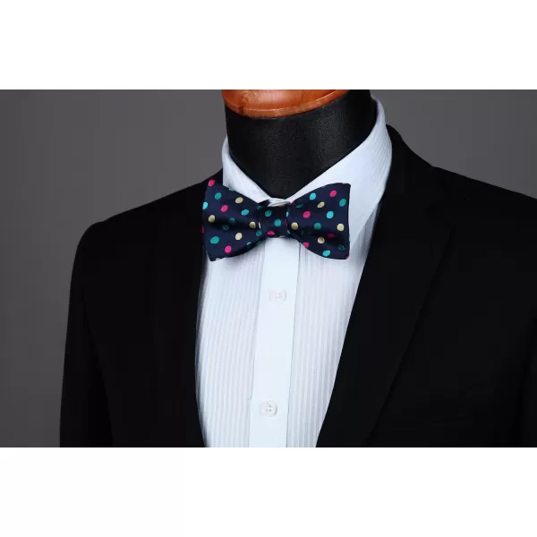 HISDERN Bow Ties for Men Polka Dot Selftie Bowtie and Pocket Square Classic Business Tuxedo Wedding Bowties Handkerchief
