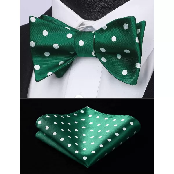 HISDERN Bow Ties for Men Polka Dot Selftie Bowtie and Pocket Square Classic Business Tuxedo Wedding Bowties Handkerchief
