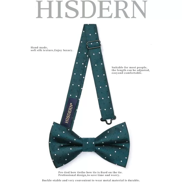 HISDERN Bow Ties for Men Pre-Tie Bow Tie and Pocket Square Set Bowtie Formal Tuxedo Wedding Bowties Handkerchief Set