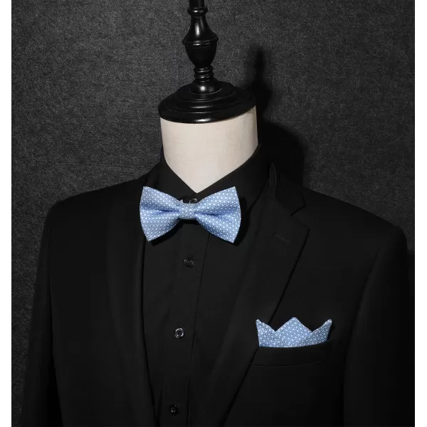 HISDERN Bow Ties for Men Pre-Tie Bow Tie and Pocket Square Set Bowtie Formal Tuxedo Wedding Bowties Handkerchief Set