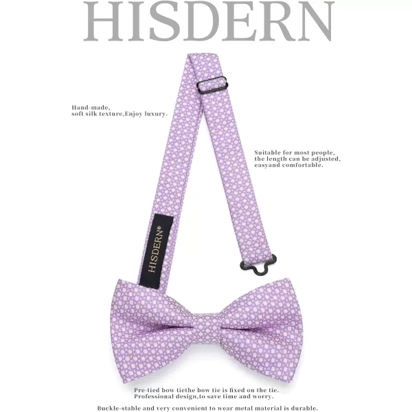 HISDERN Bow Ties for Men Pre-Tie Bow Tie and Pocket Square Set Bowtie Formal Tuxedo Wedding Bowties Handkerchief Set