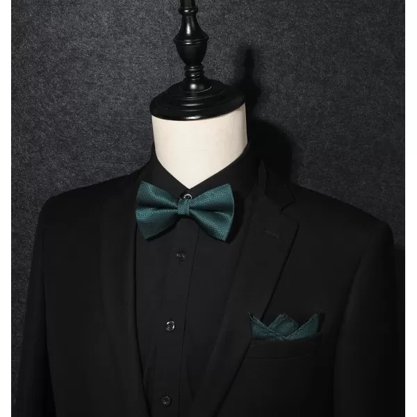 HISDERN Bow Ties for Men Pre-Tie Bow Tie and Pocket Square Set Bowtie Formal Tuxedo Wedding Bowties Handkerchief Set