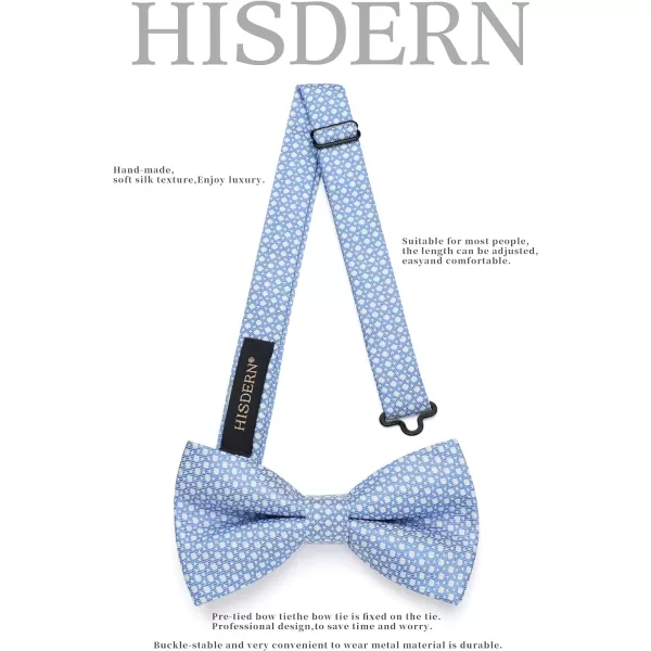 HISDERN Bow Ties for Men Pre-Tie Bow Tie and Pocket Square Set Bowtie Formal Tuxedo Wedding Bowties Handkerchief Set