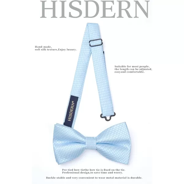 HISDERN Bow Ties for Men Pre-Tie Bow Tie and Pocket Square Set Bowtie Formal Tuxedo Wedding Bowties Handkerchief Set