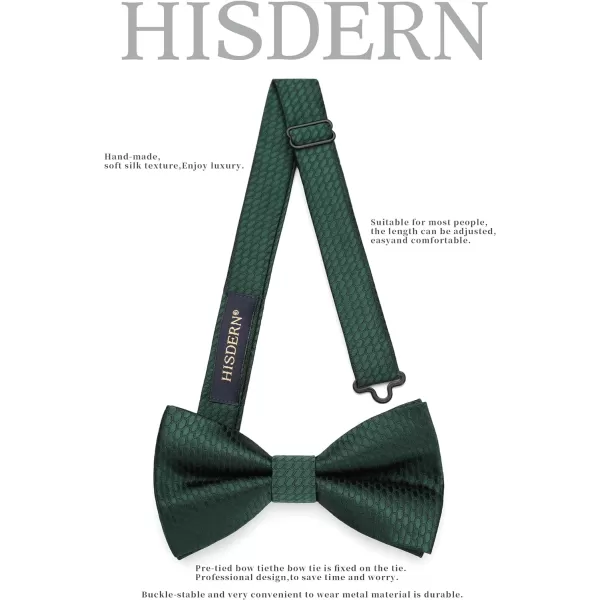 HISDERN Bow Ties for Men Pre-Tie Bow Tie and Pocket Square Set Bowtie Formal Tuxedo Wedding Bowties Handkerchief Set