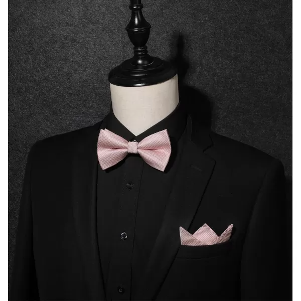 HISDERN Bow Ties for Men Pre-Tie Bow Tie and Pocket Square Set Bowtie Formal Tuxedo Wedding Bowties Handkerchief Set