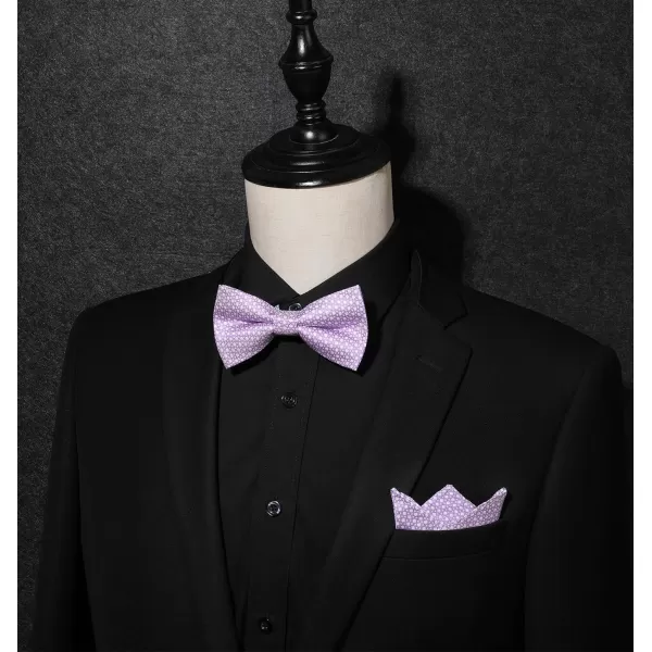 HISDERN Bow Ties for Men Pre-Tie Bow Tie and Pocket Square Set Bowtie Formal Tuxedo Wedding Bowties Handkerchief Set