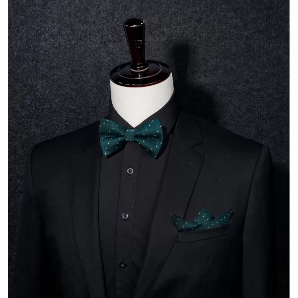 HISDERN Bow Ties for Men Pre-Tie Bow Tie and Pocket Square Set Bowtie Formal Tuxedo Wedding Bowties Handkerchief Set