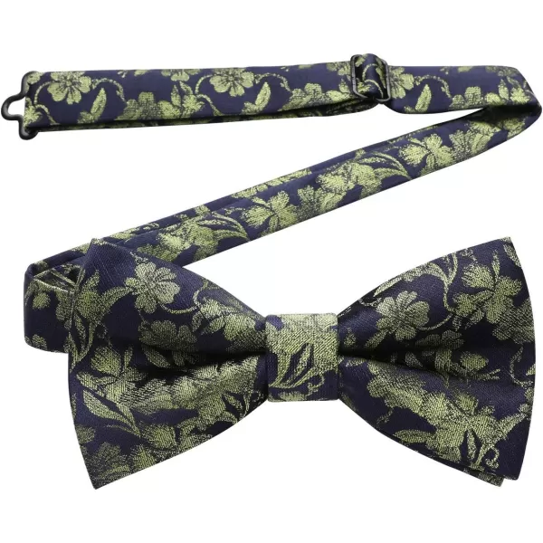 HISDERN Bow Ties for Men Pre-tied Paisley Bow Ties Pocket Square Set Men's Bowtie Wedding Party